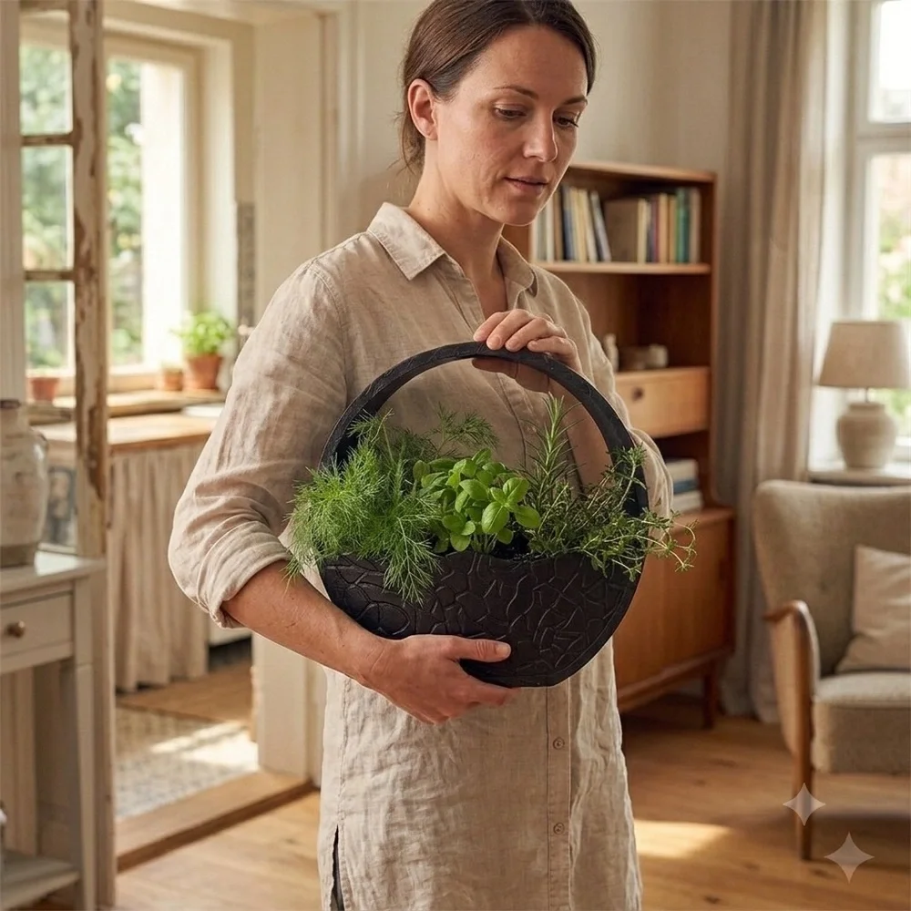 Modern Zen Self-Watering Planter Textured